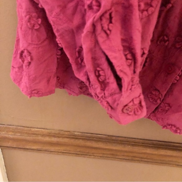 Soft Surroundings Floral Appliqué Button Front Blouse Pink Fuchsia Small - Picture 6 of 6